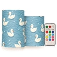 thumbnail image 1 of Duck Blue Wave Pattern Flameless LED Candle Set with Remote, Battery Operated Color Changing Pillar Candles, Set of 2, 1 of 7
