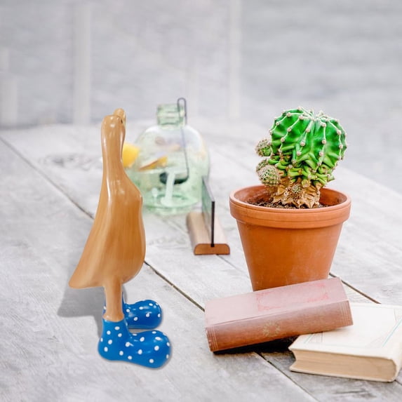Duck with Boots, Yard Decorations Yard Art Garden Puddle Ducks with Spotted Wellies Rainboots - Single - Garden Decor Statues, Figurine Statue - Waterproof Indoor & Outdoor (Blue Set)