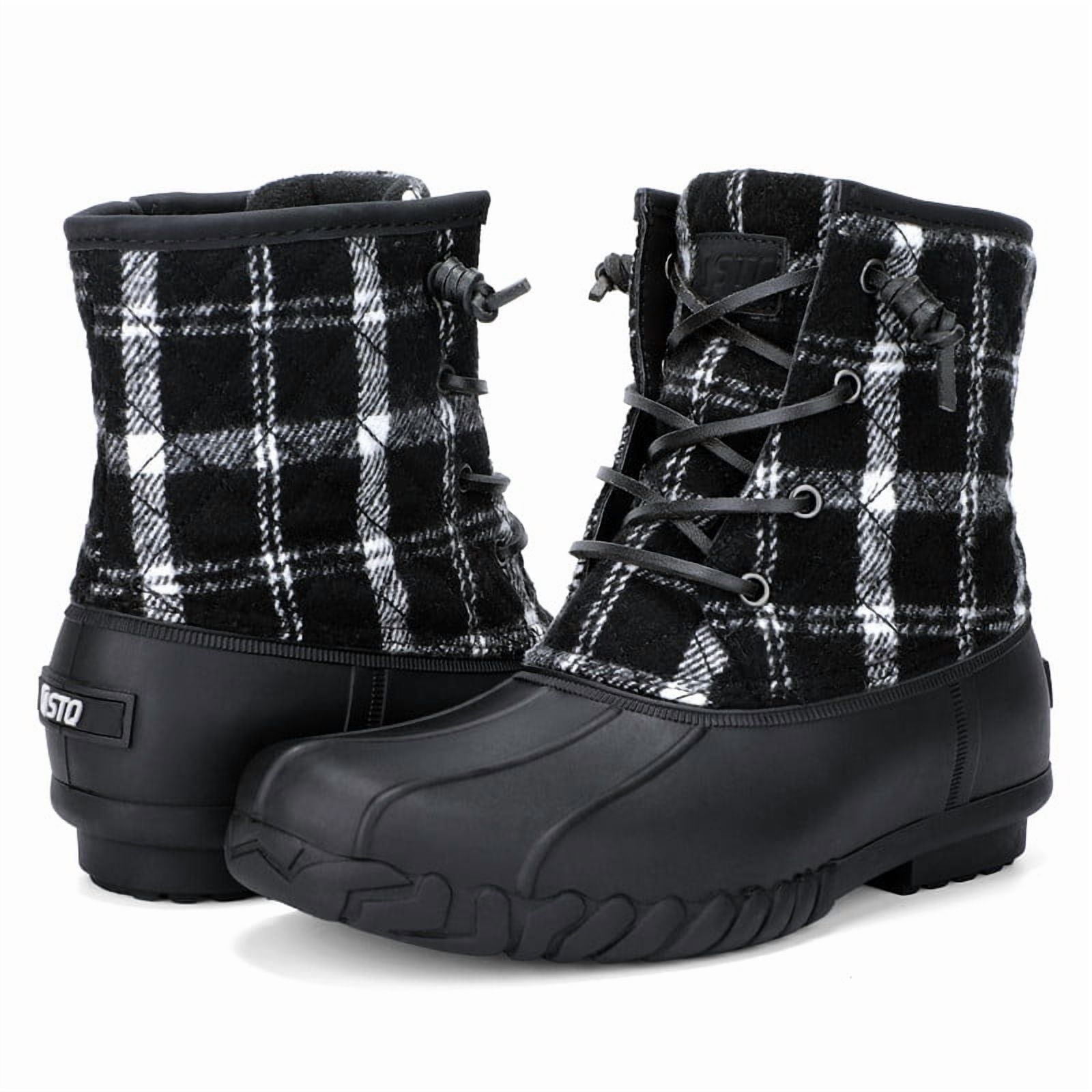 plaid duck boots for women