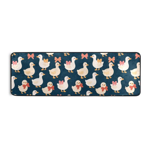 Duck Bow Pattern Runner Rug 24x72 Inch Cushioned Non Slip Soft Absorbent Floor Mat