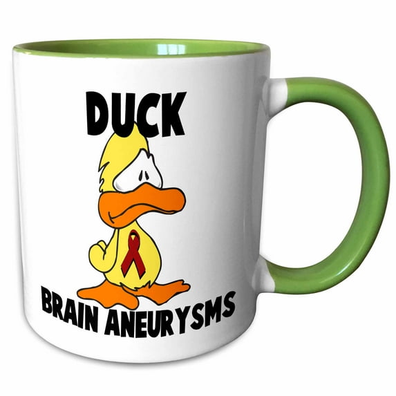 3drose, Duck Brain Aneurysms Awareness Ribbon Cause Design, 11oz Two-tone Green Mug