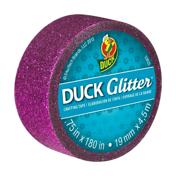 Duck Brand 0.75" Glitter Hot Pink Duct Tape Mini Roll, 15 Ft.