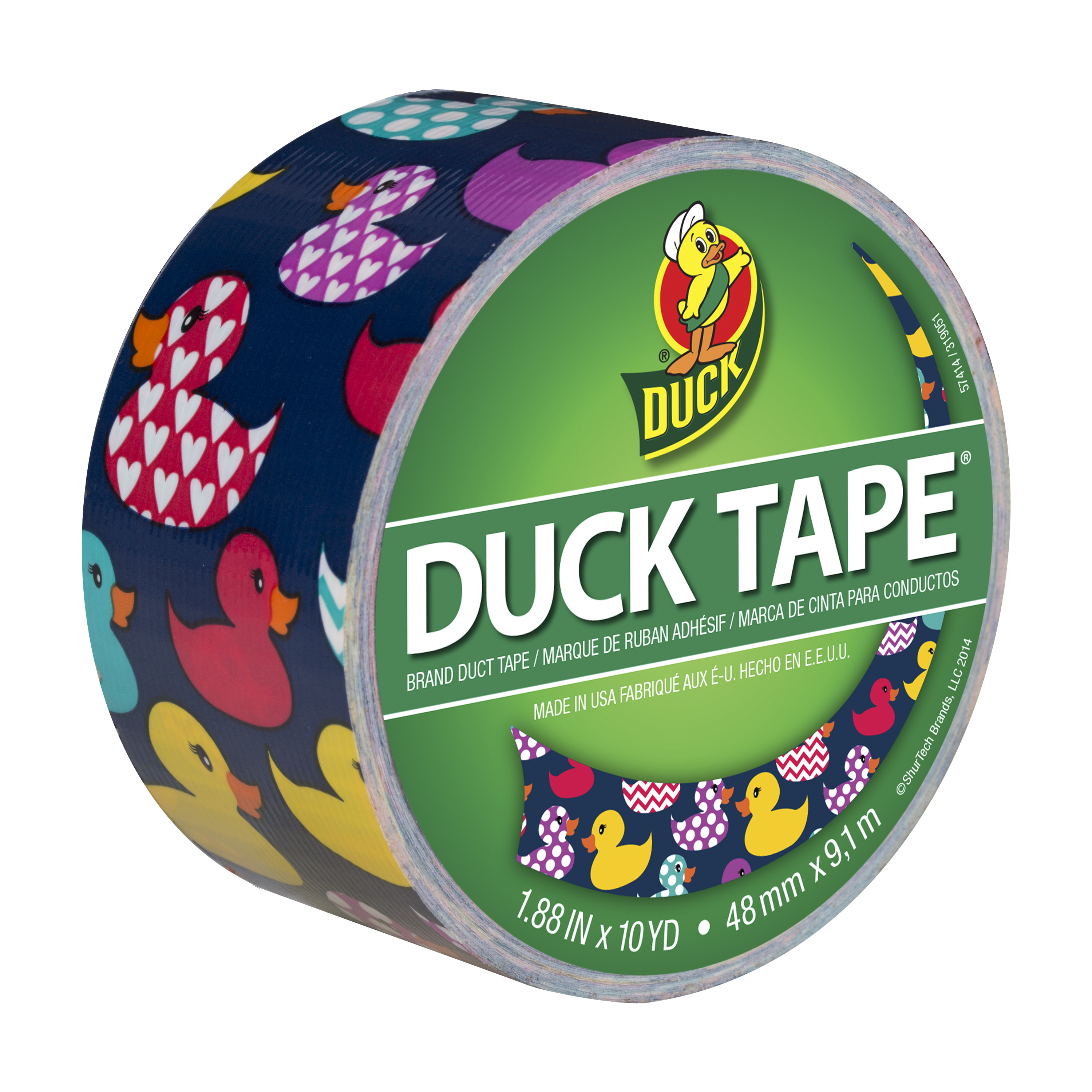 Duck Brand 1 88 In X 10 Yd Rubber Duck Printed Duct Tape Walmart
