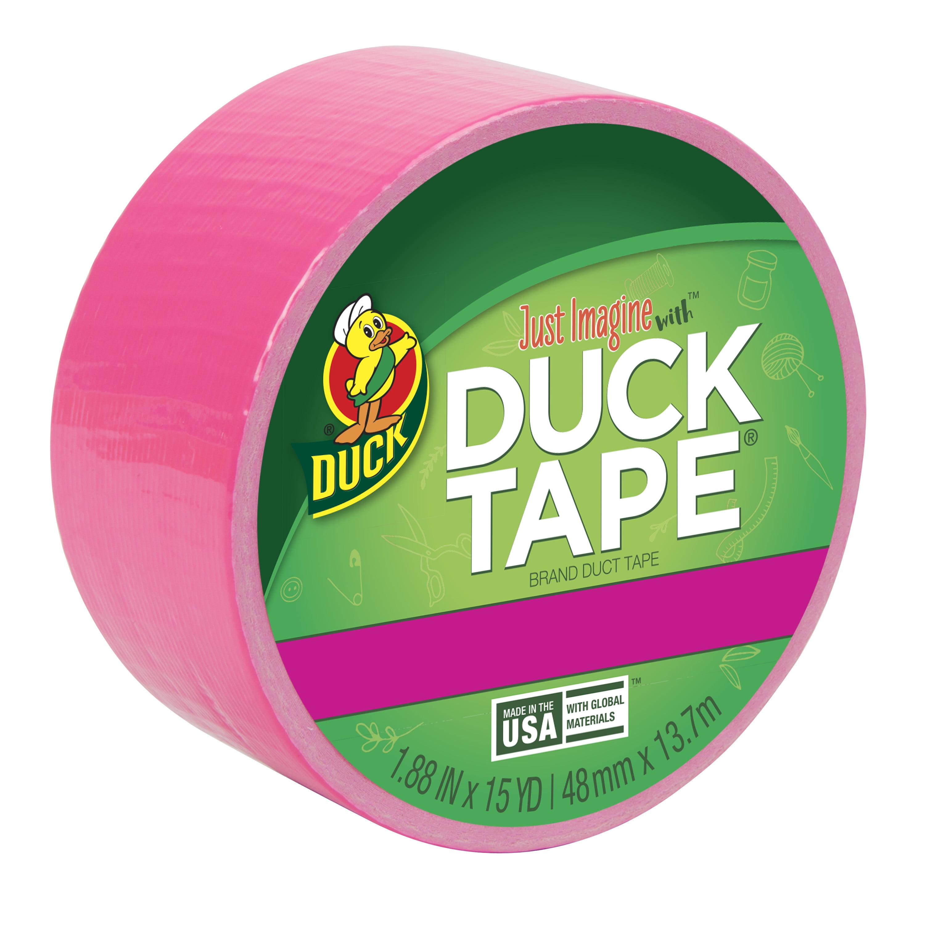 Shurtech 1265016 Duck Duct Tape, 15 Yard 1.88 Inch Vinyl Backing, Neon Pink