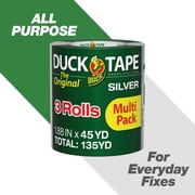The Original Duck Tape Brand Duct Tape, 1.88 in. x 45 yd., 3 Rolls, Silver