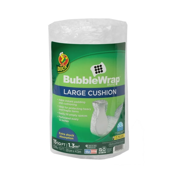 Duck Brand 12 in. x 15 ft. Clear Large Bubble Wrap Cushioning