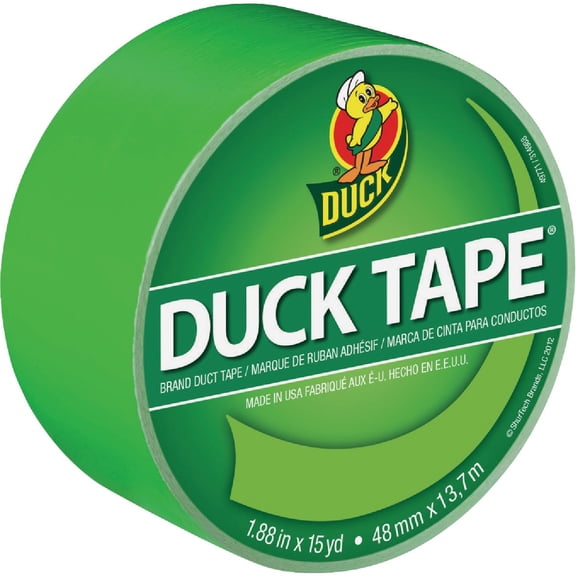 Duck Brand 1265018RL Colored Duct Tape, 15 yds Length x 1-7/8" Width, Neon Green
