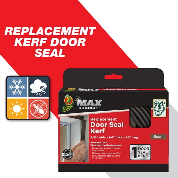 Duck Brand, 0.25 Inch X 0.31 Inch, 84 Inch Brown Max Strength Door Seal Weather Stripping, Seals 1 Door Side