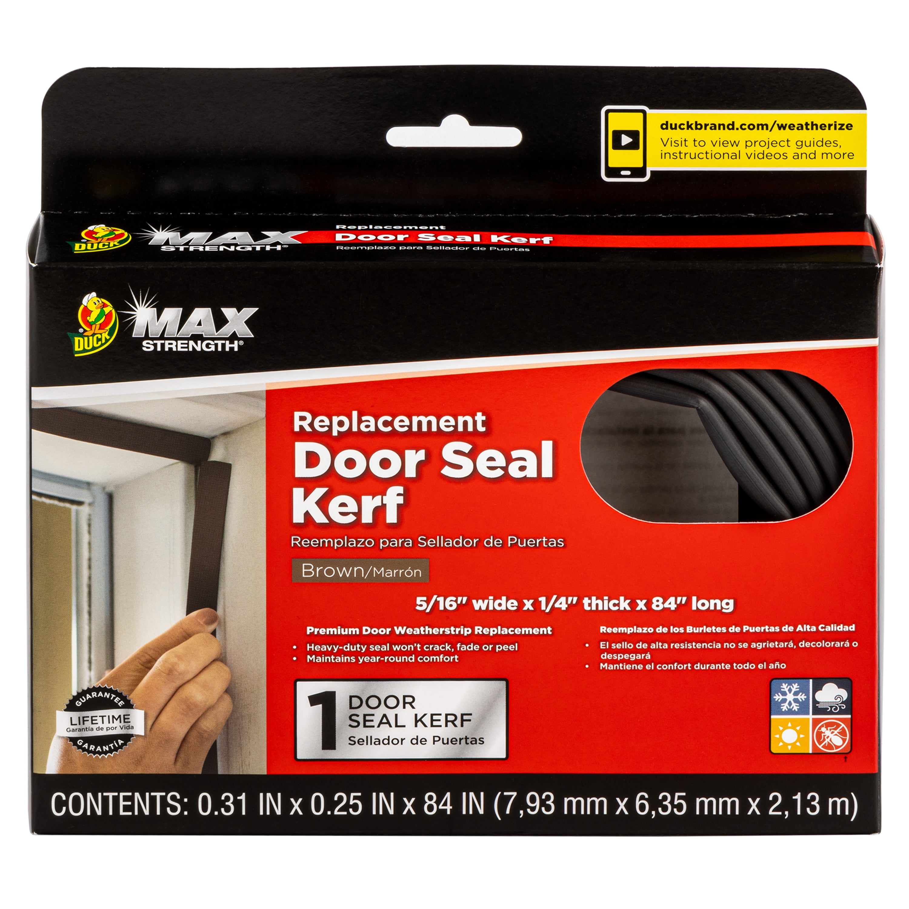 Duck Brand .25 in. Thick Max Strength Replacement Door Seal, Brown