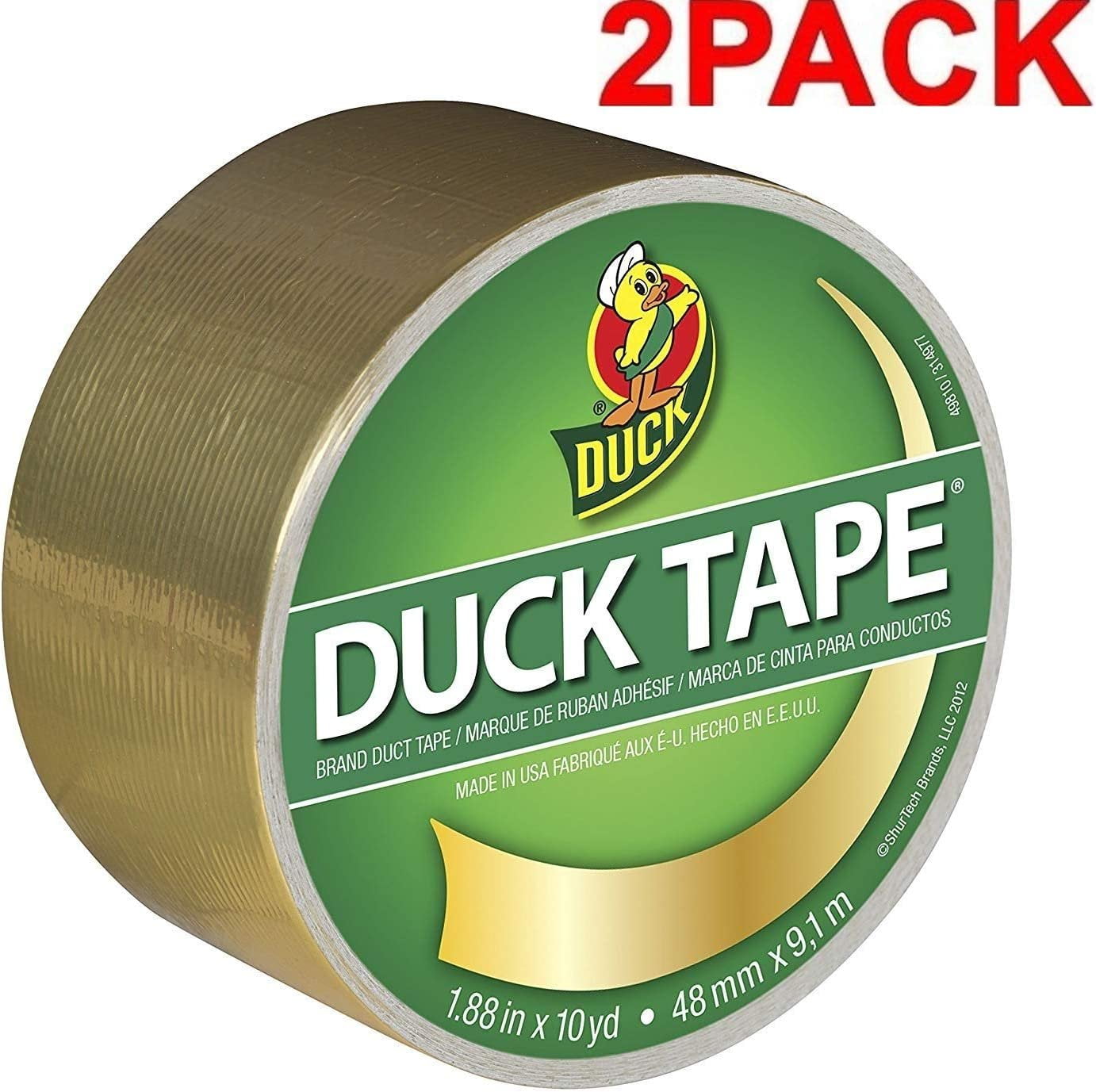 Duck2 Metallic Duct Tape 280748 - Gold, 1.88 In x 10 Yards - 4 Pack Single Roll