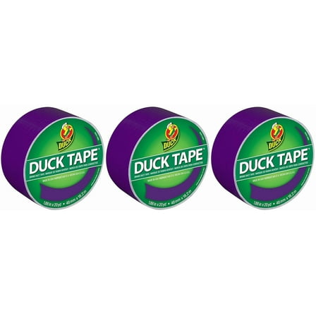 Duck Brand 283138 Color Duct Tape, Purple, 1.88 Inches x 20 Yards Each Roll, 3 Rolls