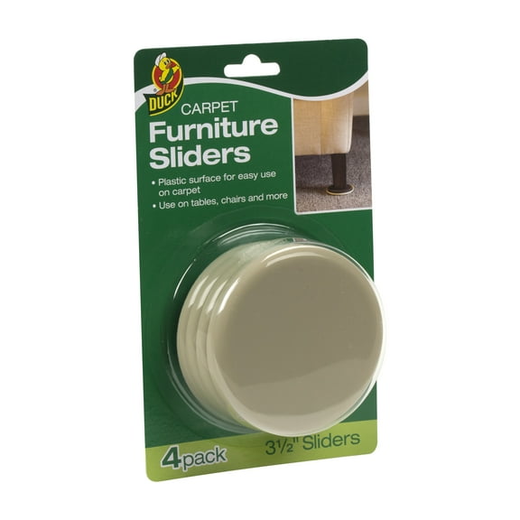 Duck Brand 3.5 in. Brown Plastic Carpet Furniture Sliders, 4-pack