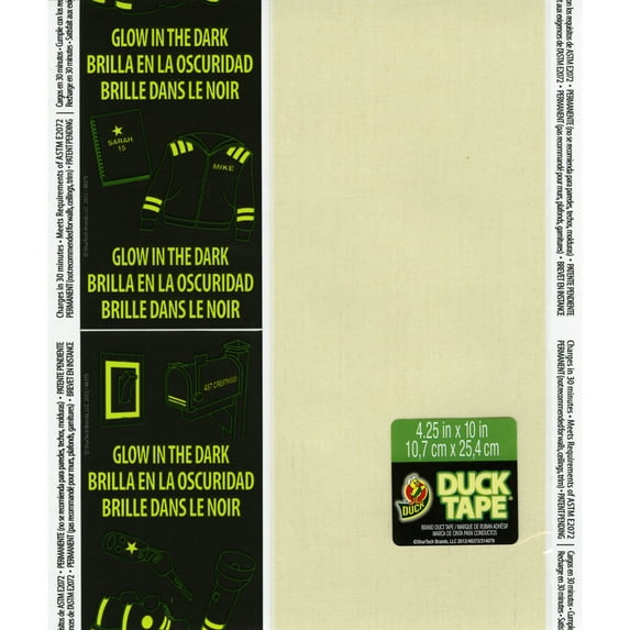 Duck Brand 4.25" x 10" Glow-in-the-Dark Tape Sheet, 1 Each