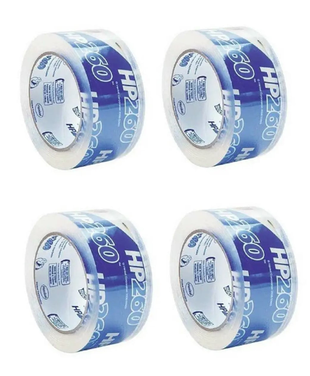 Duck Brand 655075 HP260 1.88 Inch by 60 Yard High Perfomance Carton Sealing Tape, Clear - Pack of 4 Rolls