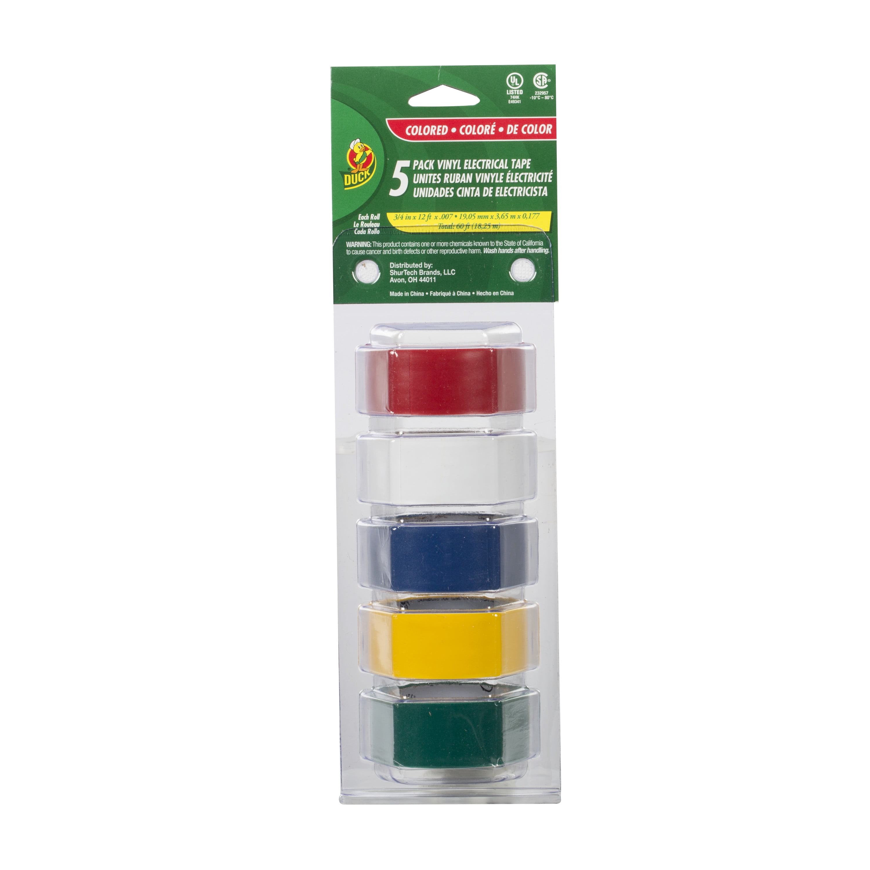 Duck Brand .75 In. X 12 Ft. X 7 Mil Multicolor Electrical Tape, 5pack