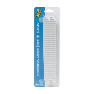 Duck Brand 8.75" x 0.75" Adhesive Bathtub Treads, White, (18 Count)