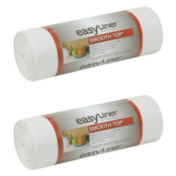 Duck Brand 855145 Smooth Top Easy Liner Non-Adhesive Shelf Liner 12-Inch x 20-Foot, White, 2 Pack
