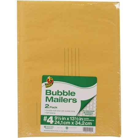 Duck Brand 9.5 In. x 13.5 In. Kraft Bubble Mailers, 2-Pack