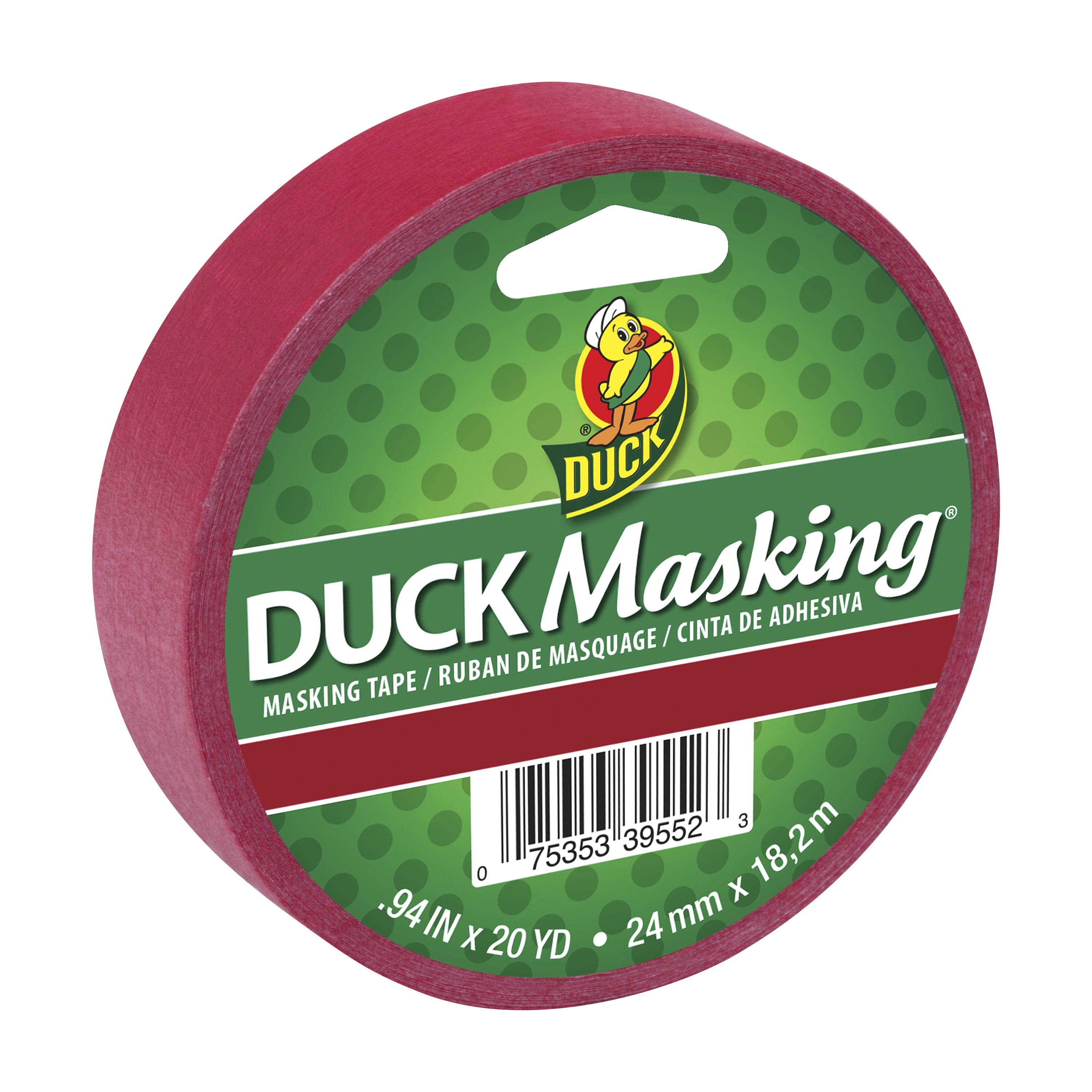 Duck Brand Color Masking Tape, 0.94 in. x 20 yd., Red, 1 Roll