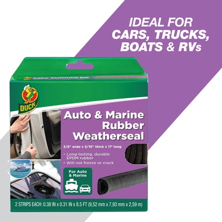 Duck Brand Auto & Marine Rubber Weatherstripping .31" x .38" x 17' Black