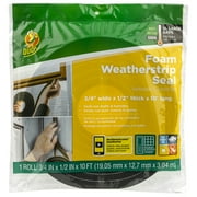 Duck Brand Black Foam Weatherstrip Seals, 0.75 in. x 0.5 in. x 10 ft.