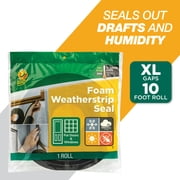 Duck Brand, 0.75 Inch X 0.5 Inch X 10 Feet Black Foam Extra Large Gap Seal, Self-Adhesive