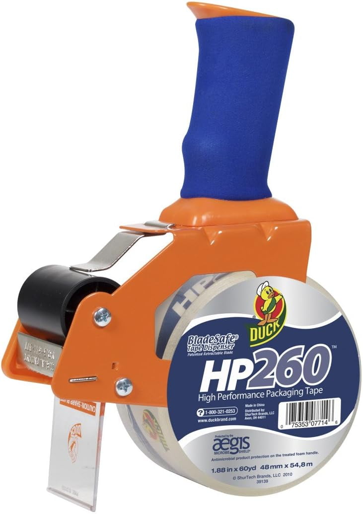 Duck Brand BladeSafe Tape Gun Dispenser with 1 Roll of HP260C Tape (1078566)