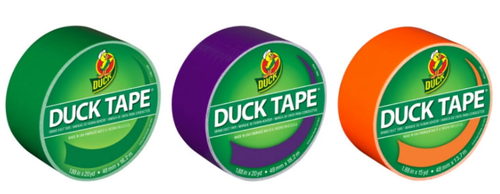 Duck Brand Color Duct Tape Secondary Colors Combo 3-Pack, Green, Purple and Orange, 55 Yards Total