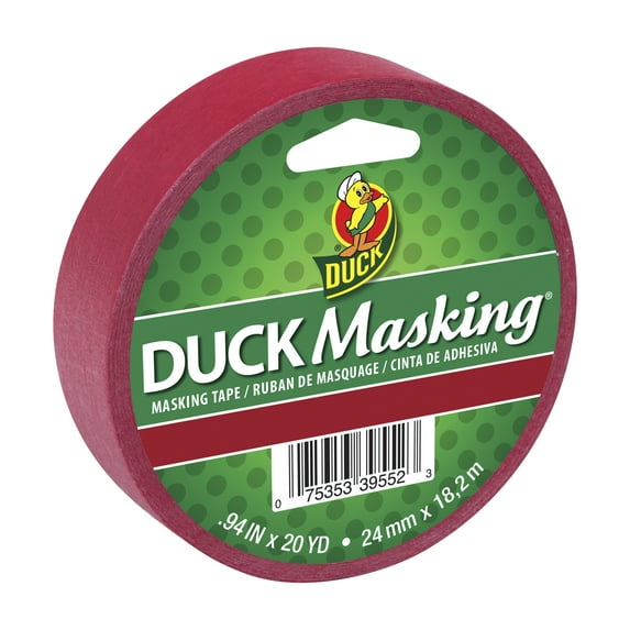 Duck Brand Color Masking Tape, 0.94 in. x 20 yd., Red, 1 Roll