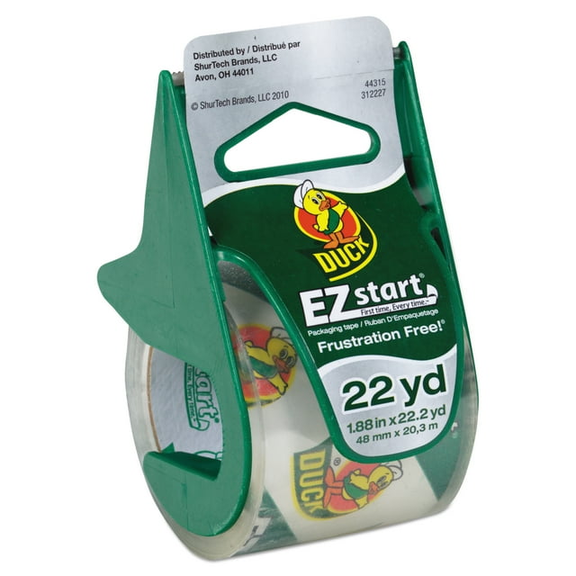 Duck E-Z Start Premium Packaging Tape W/Dispenser, 1.88" X 55.5 Yards Roll - New