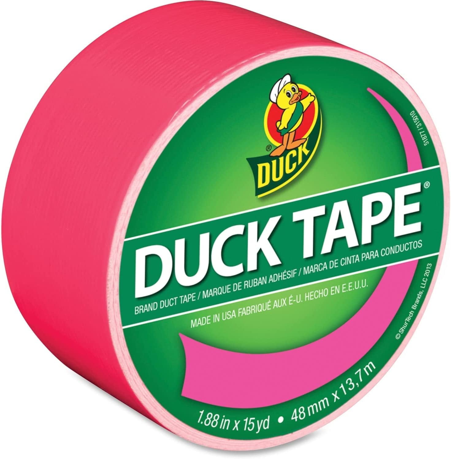 Duck Brand DUC1265016RL Duck Tape, 1.88 in. x 15 Yards, Neon Pink