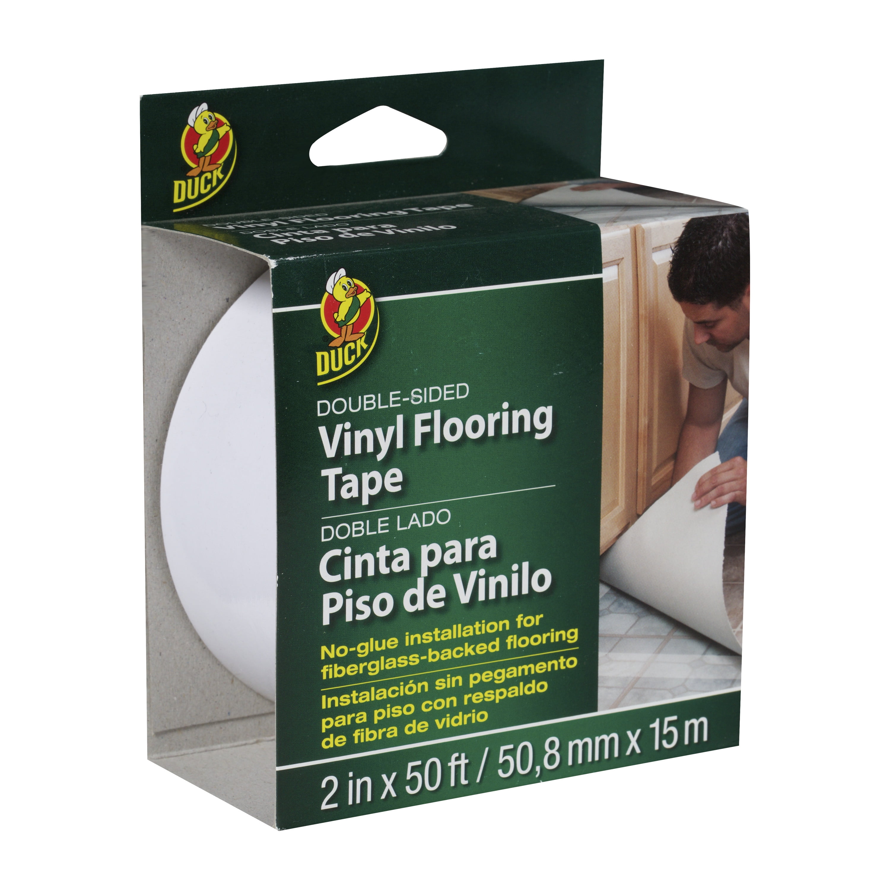 Duck Brand Double Sided White Vinyl Flooring Tape 2 in. x 50 ft