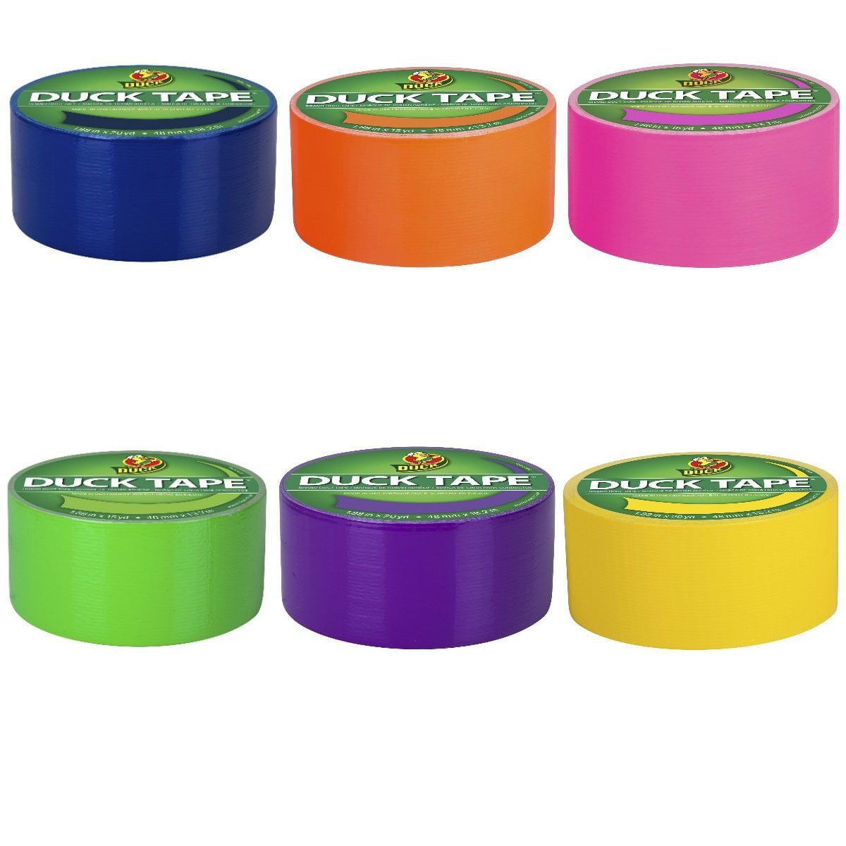 Giftexpress 6 Assorted Colored Duct Tapes - Multi Purposes Bright Colors Tapes Great for DIY Art Home School Office Assorted Colors 2 inch Roll by 10