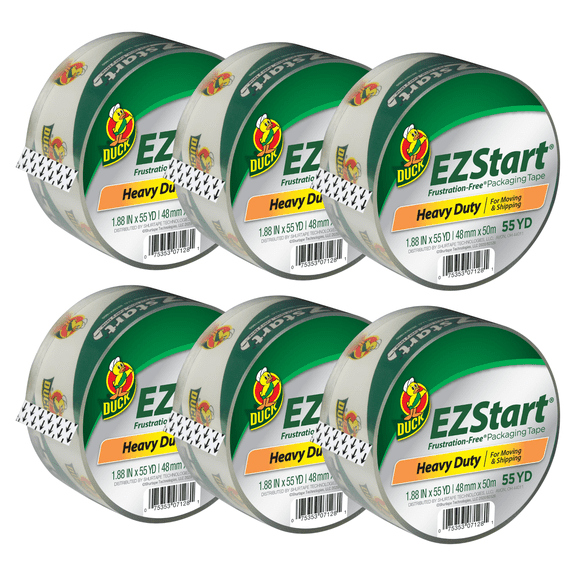 Duck Brand EZ Start Packaging Tape: 1.88 in. x 54.6 yds. (Clear) [6-pack]