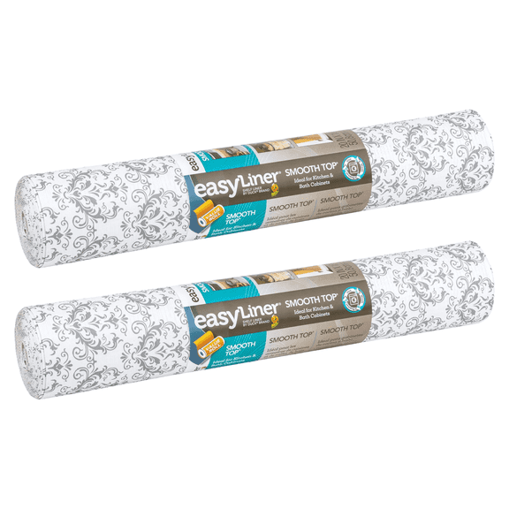 Duck Brand EasyLiner Smooth Top Shelf Liner: 20 in. x 18 ft. (Grey Damask) [2-pack]