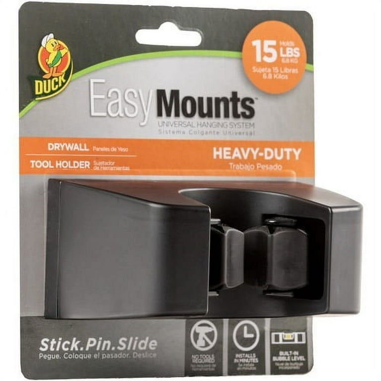 Duck Brand EasyMounts Heavy-Duty Tool Holder - Fiberglass - 1 Each - Black Duck Brand EasyMounts Heavy-Duty Tool Holder - Fiberglass - 1 Each - Black