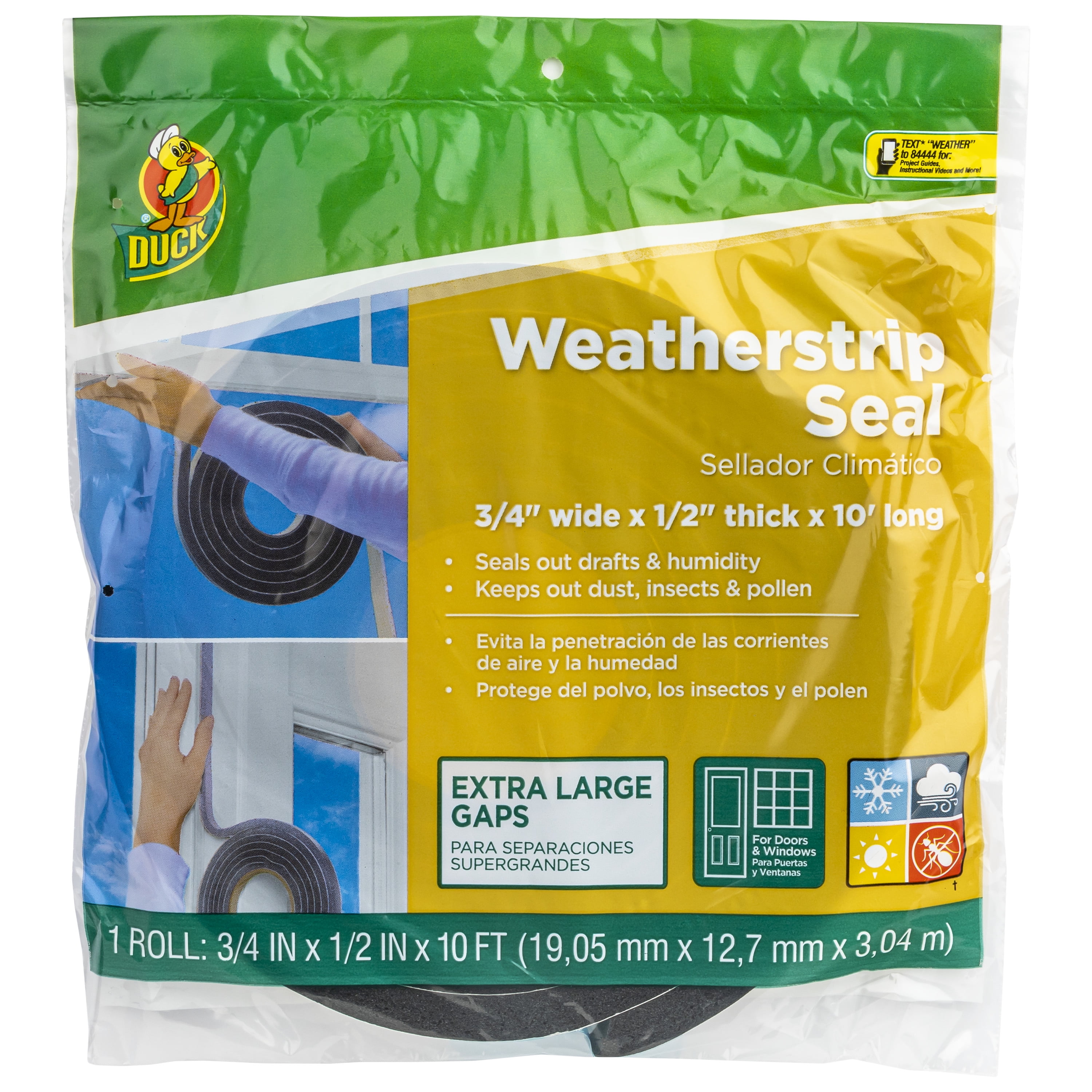 Duck Brand Extra Large Gap Foam Weather Stripping Seal, .75 in. x .5 in