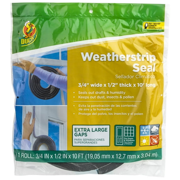 Duck Brand Extra Large Gap Foam Weather Stripping Seal, .75 in. x .5 in. x 10 ft.