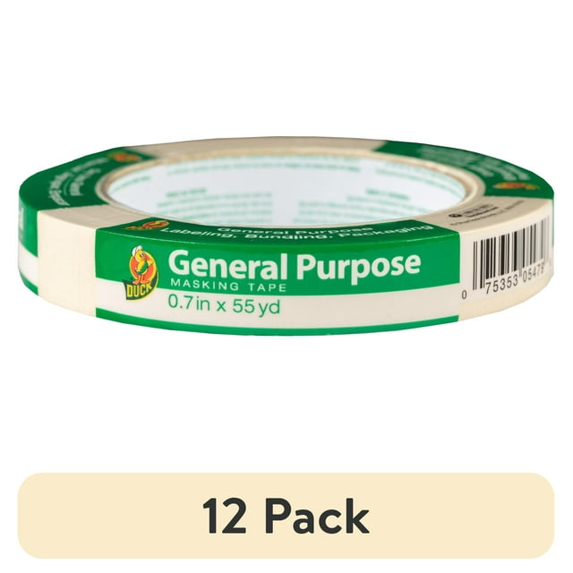 (12 pack) Duck Brand General Purpose Masking Tape, 0.7 in. x 55 yd