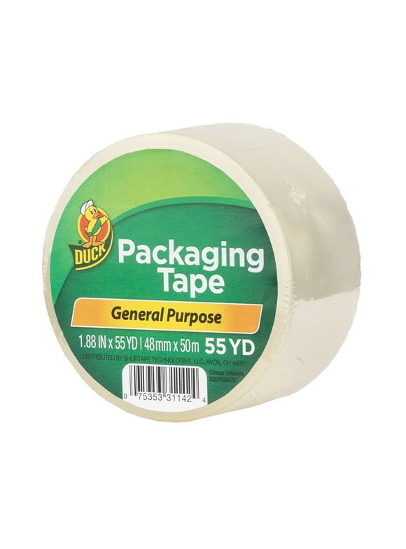Duck Brand General Purpose Packaging Tape, 1.88 in. x 55 yd., Clear, 1 Roll