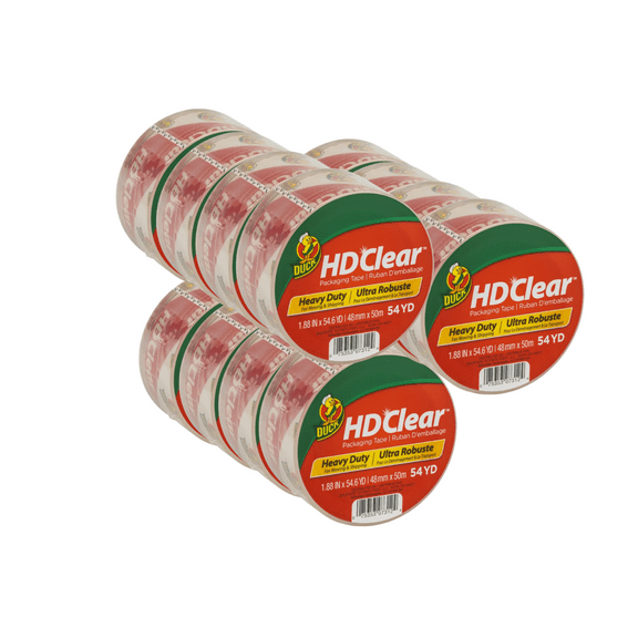 Duck Brand HD Clear Heavy Duty Packing Tape, Clear, 12 pack, 1.88 in. x 54.6 yd.