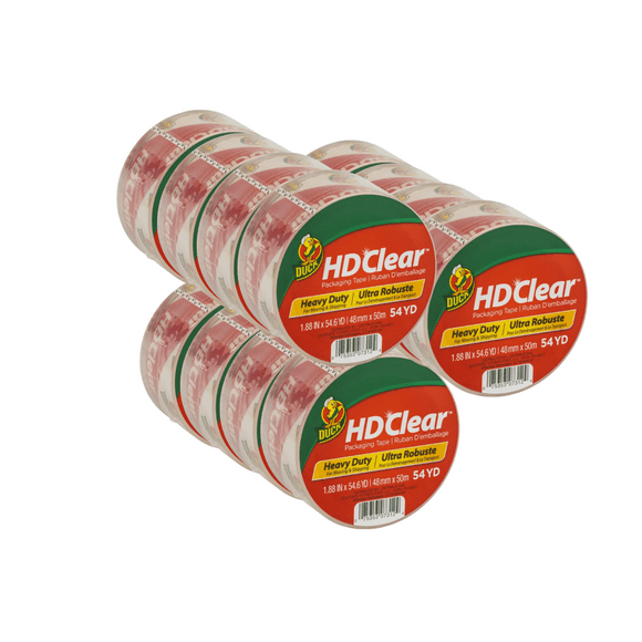 Duck Brand HD Clear Heavy Duty Packing Tape, Clear, 12 pack, 1.88 in. x 54.6 yd.