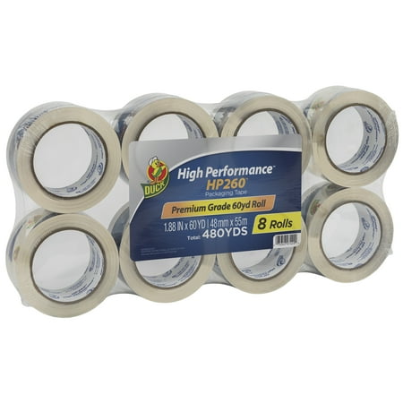 Duck Brand HP 260 Clear Acrylic Packing Tape, 1.88 in. x 60 yards, 8 Rolls