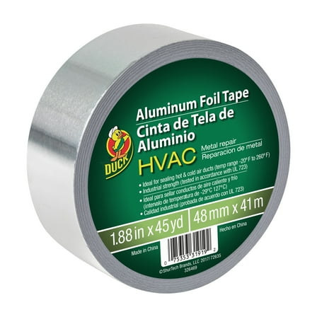 Duck Brand HVAC Metal Repair Aluminum Foil Tape, 1.88 in. x 45 yd., Silver