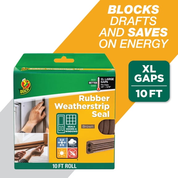 Duck Brand Heavy-Duty Rubber .5" x .31" x 10' Extra Large Gap Weatherstrip Seal White