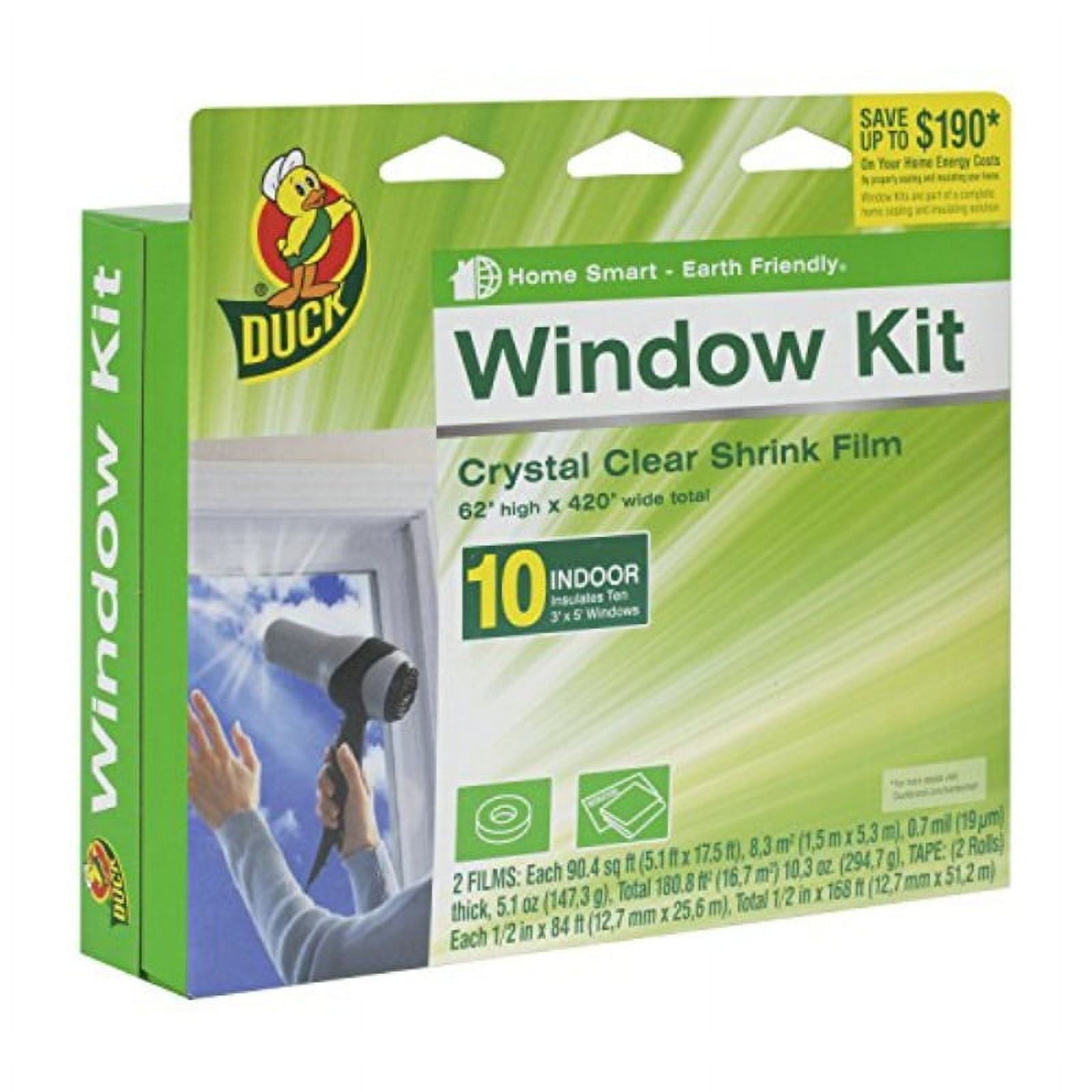 Duck Brand Indoor 10-Window Shrink Film Insulator Kit, 62-Inch x 420-Inch, 281506