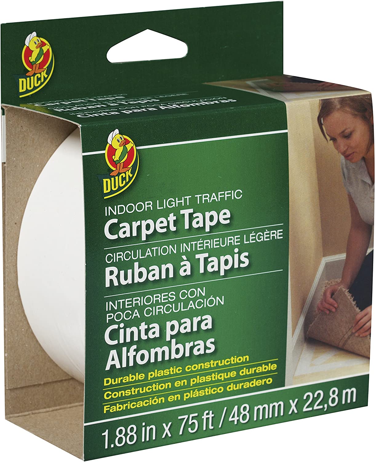 Duck Brand Light Traffic Carpet Tape, 1.88Inch x 75 Feet, Single Roll