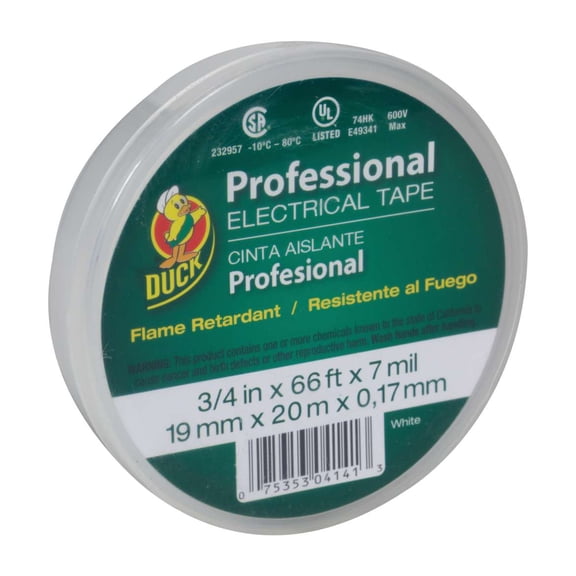 Duck Brand Professional Electrical Tape [Canister Pack]: 3/4 in. x 66 ft. (White)