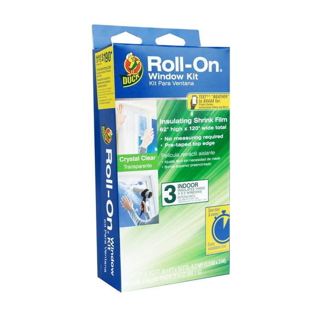 Duck Brand Roll-On Clear Plastic Indoor Window Insulation Film Kit, 62 in. x 120 in., 3 Pack