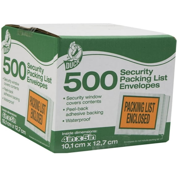Duck Brand Security View Packing List Envelopes, 5.5 x 4.5-Inch, 500-Count (394742)